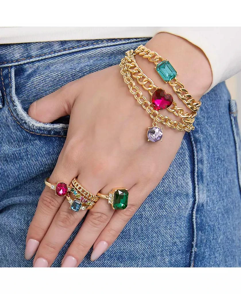 Jessica Simpson 3-Piece Chunky Gemstone Chain Bracelet Set 2