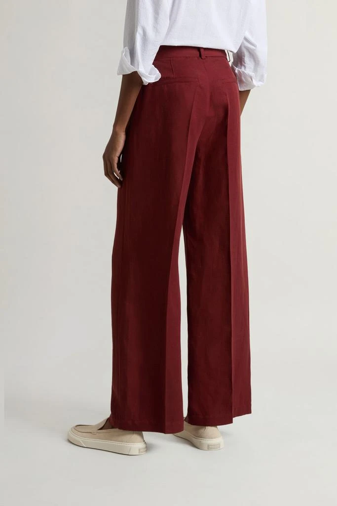 Woolrich Garment-Dyed Linen-Blend Pants - Women - Red 3