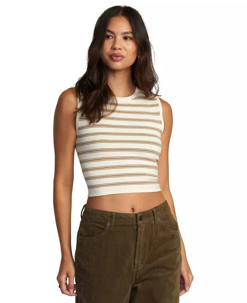 RVCA Juniors' Striped Round-Neck Sleeveless Tank Top 1