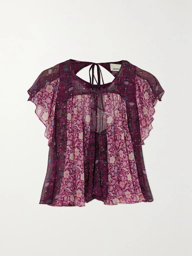 Isabel Marant Oriane 露背荷叶边印花真丝乔其纱女衫 1