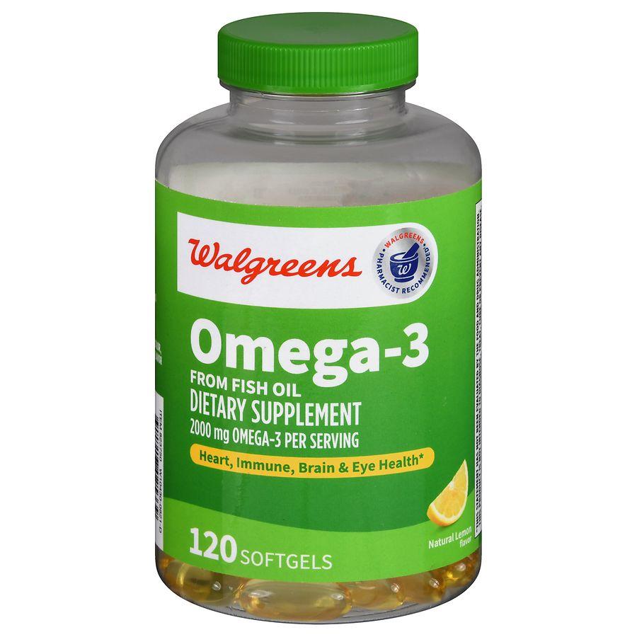 Walgreens Omega-3 From Fish Oil 2000 mg Softgels (120 days) Natural Lemon