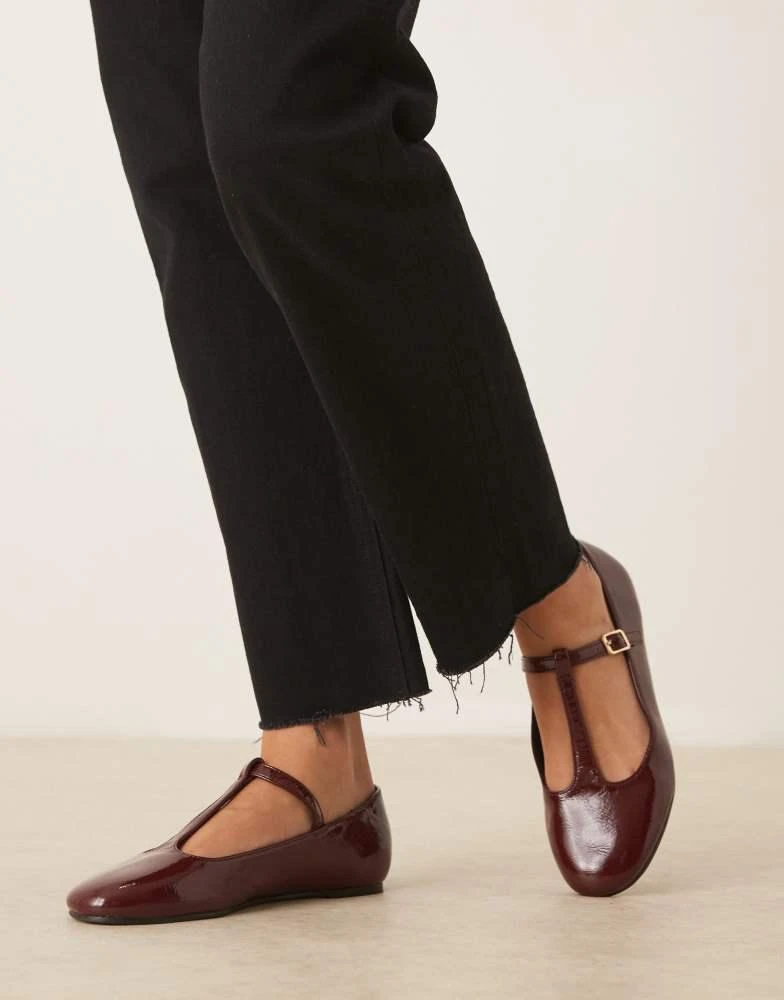 ASOS ASOS DESIGN Latham mary jane ballets in burgundy patent 2