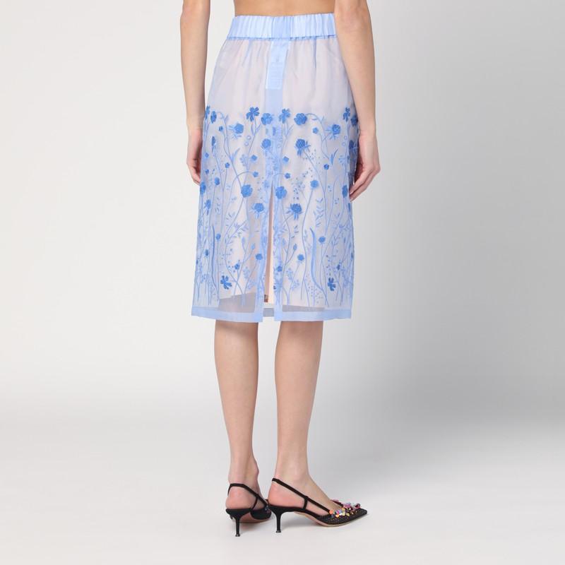 Parosh P.A.R.O.S.H. Women's Sky blue Silk Skirt With Embroidery