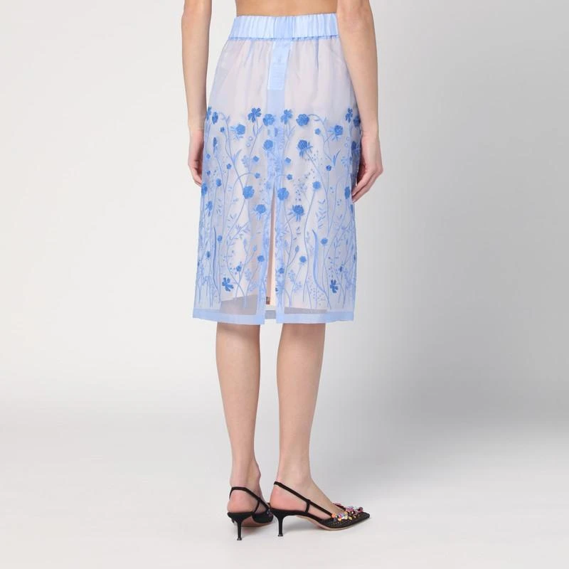 Parosh P.A.R.O.S.H. Women's Sky blue Silk Skirt With Embroidery 2