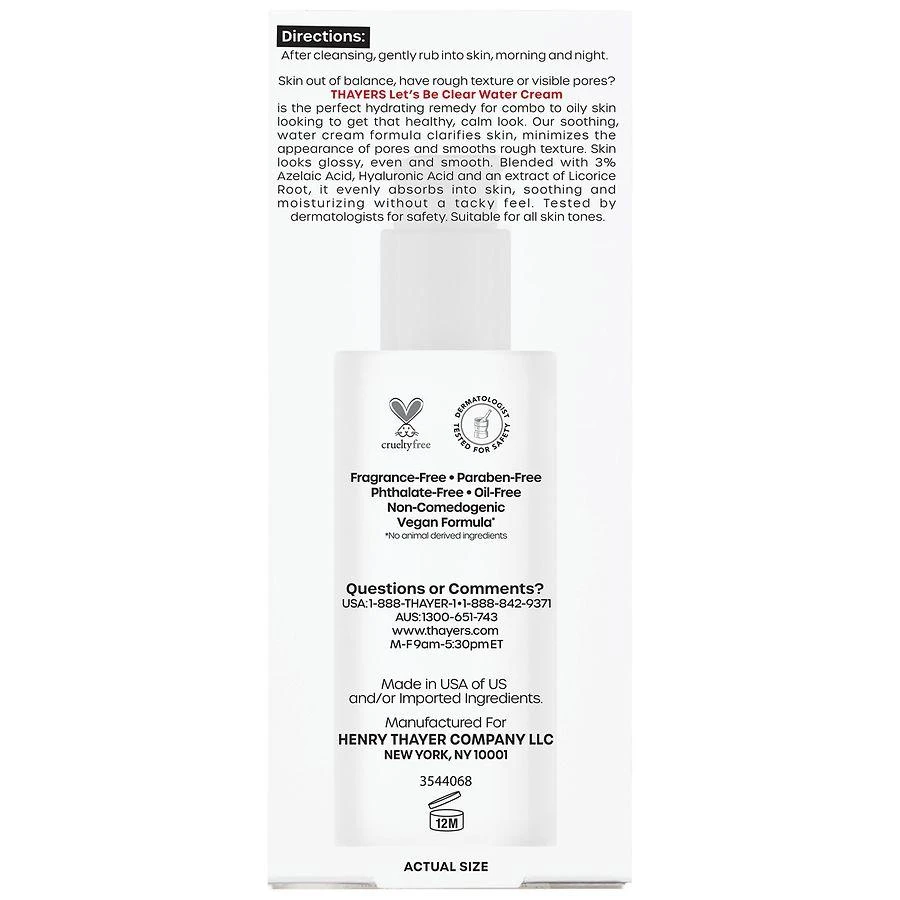 Thayers Let's Be Clear Water Face Cream Fragrance Free 5
