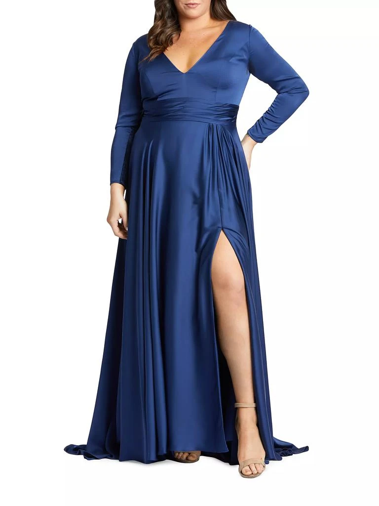 Mac Duggal Plus Size Banded A-Line Gown, 1