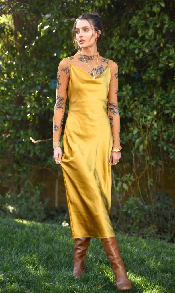 Greylin Greylin - Linda Satin Cowl Neck Slip Maxi 3