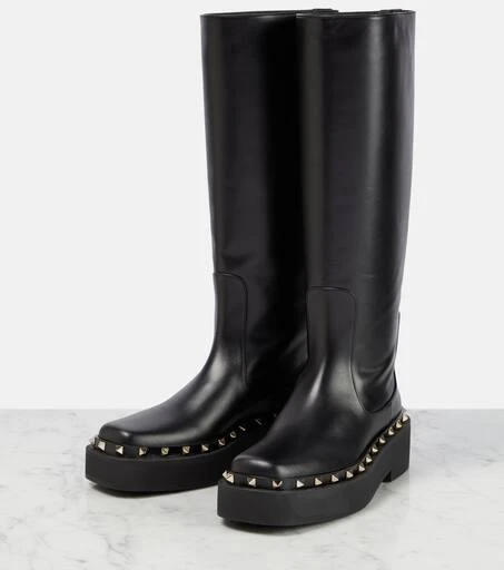 Valentino Rockstud leather knee-high boots 5