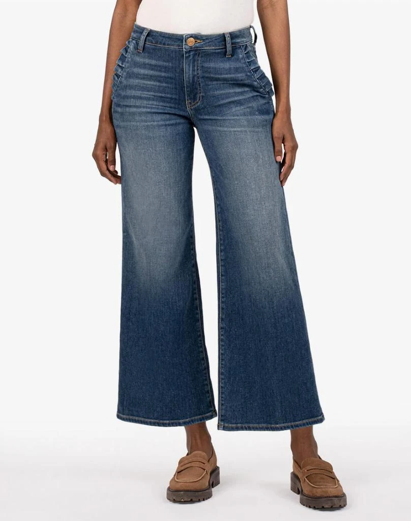 KUT from the Kloth Meg High Rise Wide Leg In Superb W/dk Base Wash 1