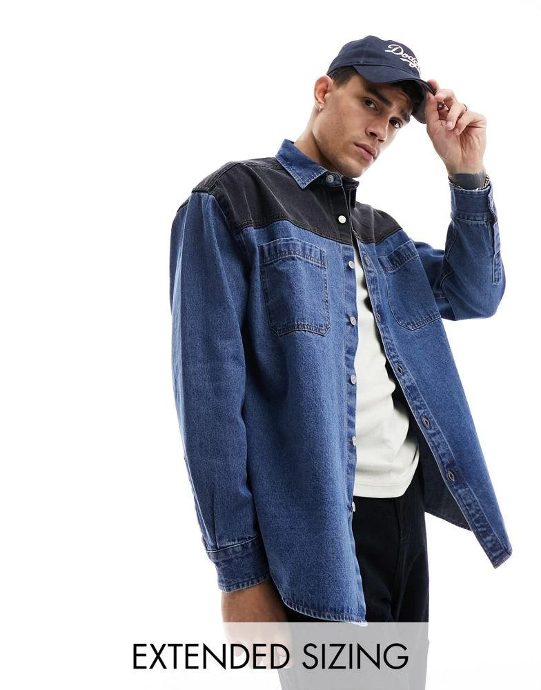 ASOS ASOS DESIGN 90s oversized shirt with black contrast detail in dirty wash 1