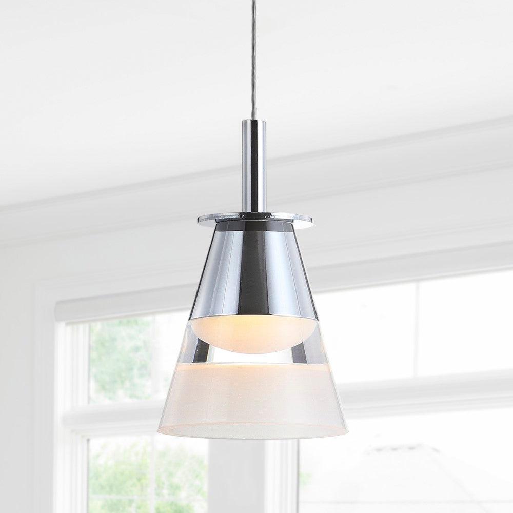 JONATHAN Y Alain 5" 1-Light Adjustable Metal Integrated LED Pendant