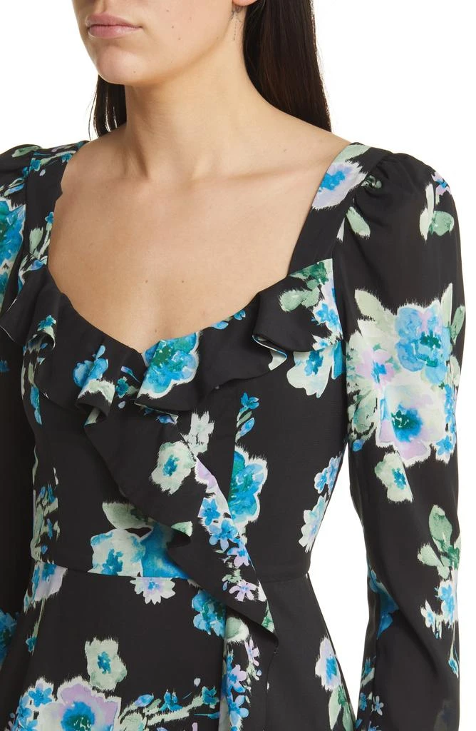 Charles Henry Floral Print Ruffle Long Sleeve Midi Dress 4