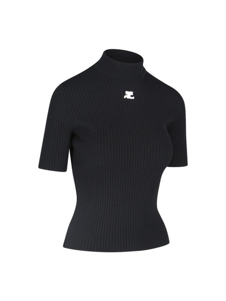 Courrèges Reedition" Ribbed Top – Black