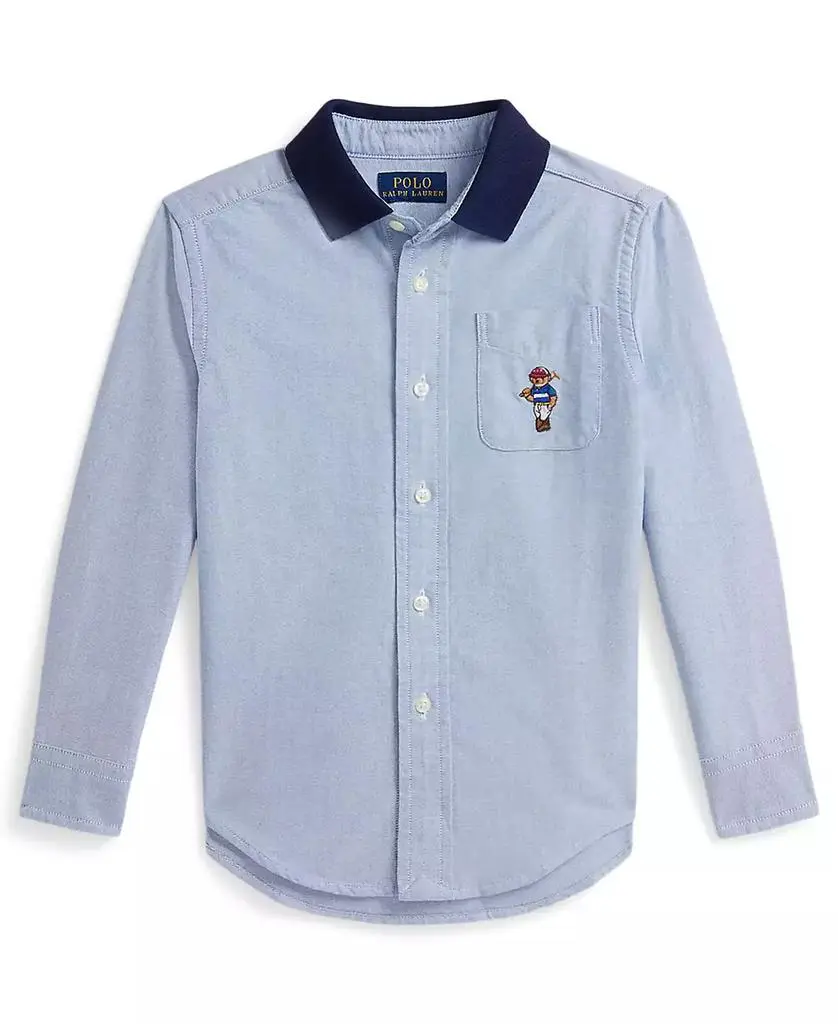 Ralph Lauren Boys 2-7 Polo Bear Oxford Knit-Collar Shirt
