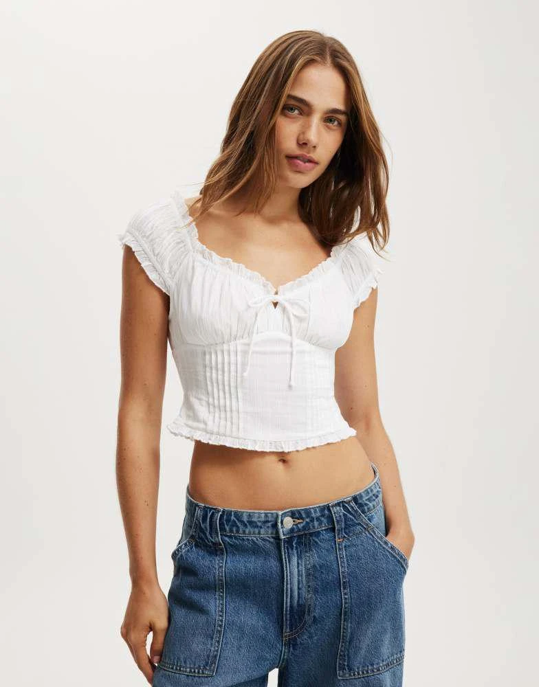 Cotton On Cotton On Greta frill sleeve blouse in white  - WHITE 1