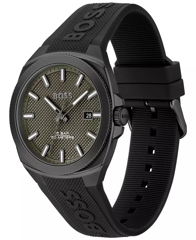 Hugo Boss Men's Walker Quartz Basic Calendar Black Silicone Watch 41mm 2