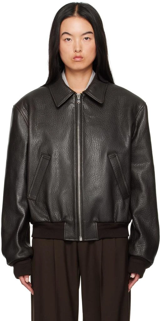 Recto Brown Ben Shrunken Leather Jacket 1