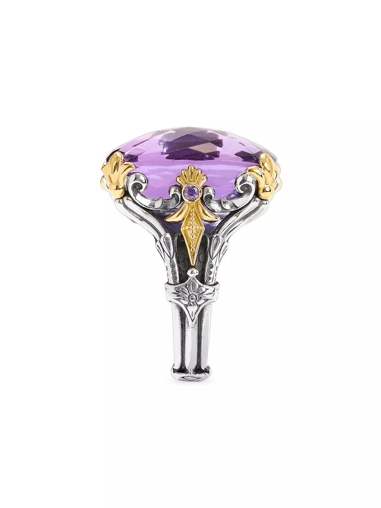 Konstantino Pythia Sterling Silver, 18K Gold &amp; Amethyst Quartz Ring