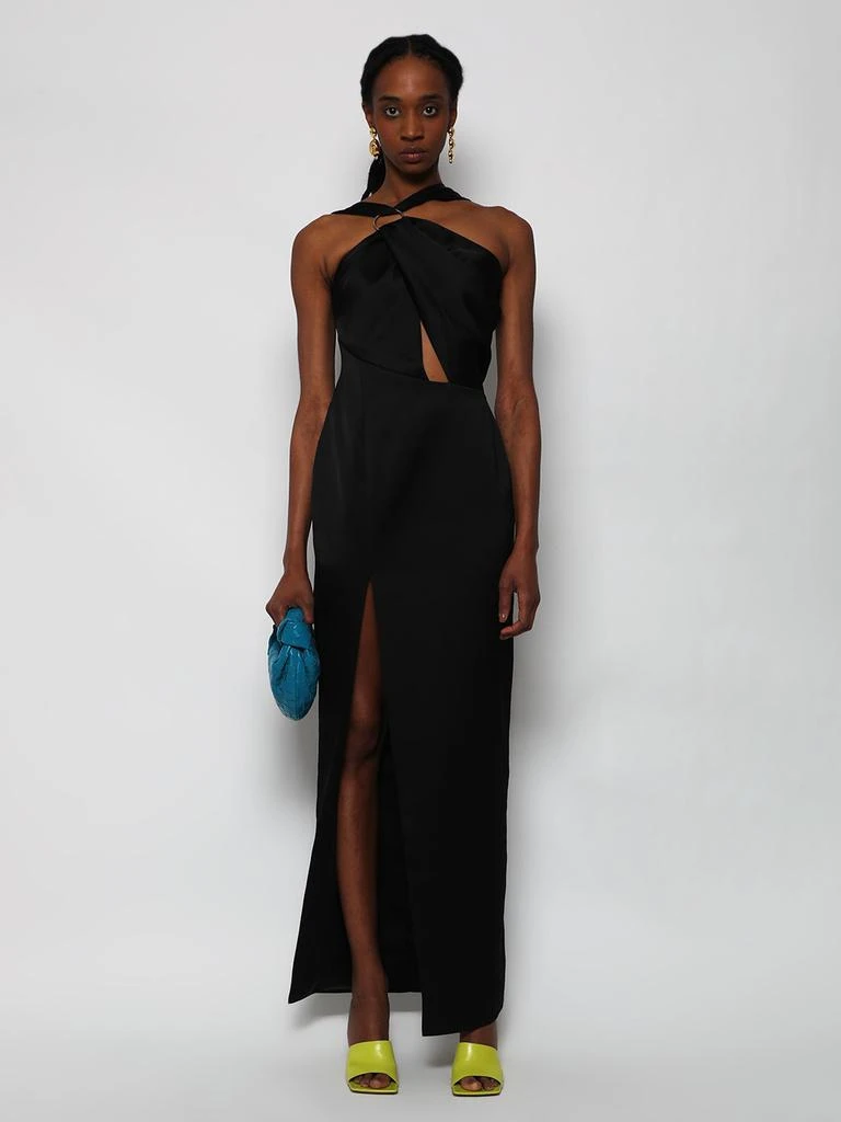 RASARIO Draped Satin Asymmetric Cut-out Gown With Ring 2
