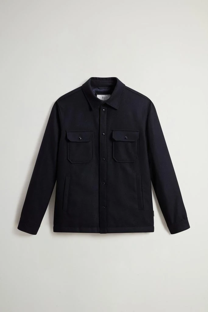Woolrich Alaskan Padded Overshirt in Recycled Italian Wool Blend - Men - Blue 5