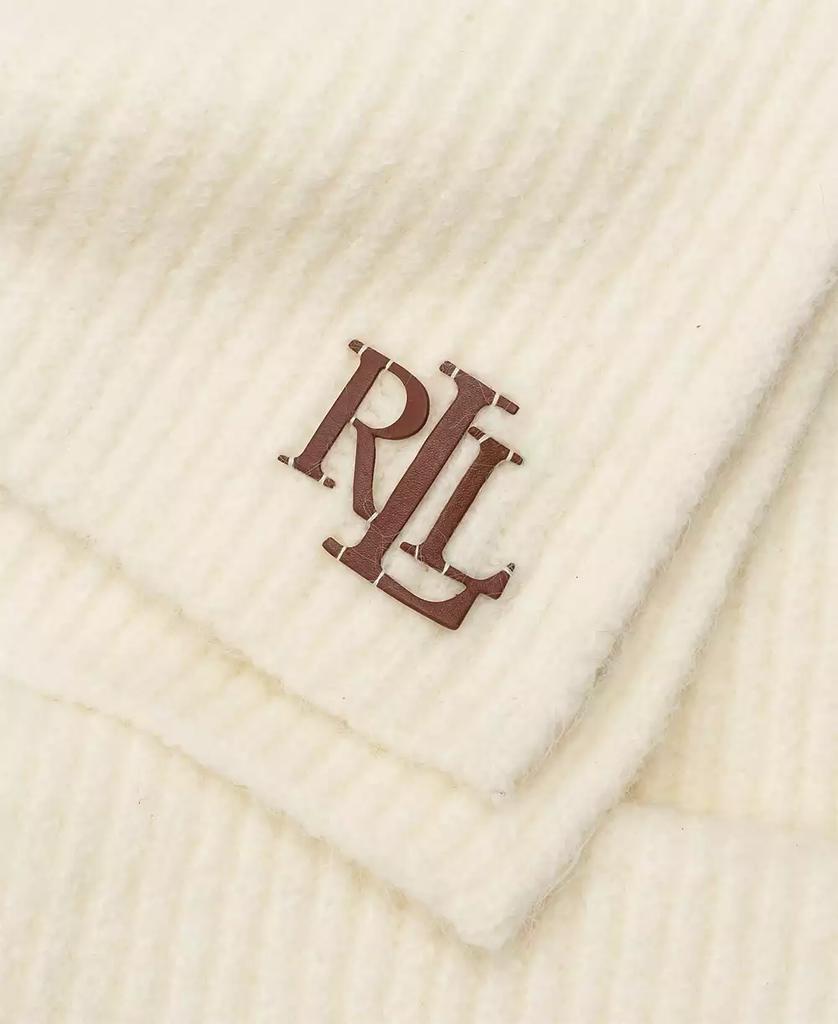 Ralph Lauren Chunky Fisherman Rib Scarf with Leather Logo