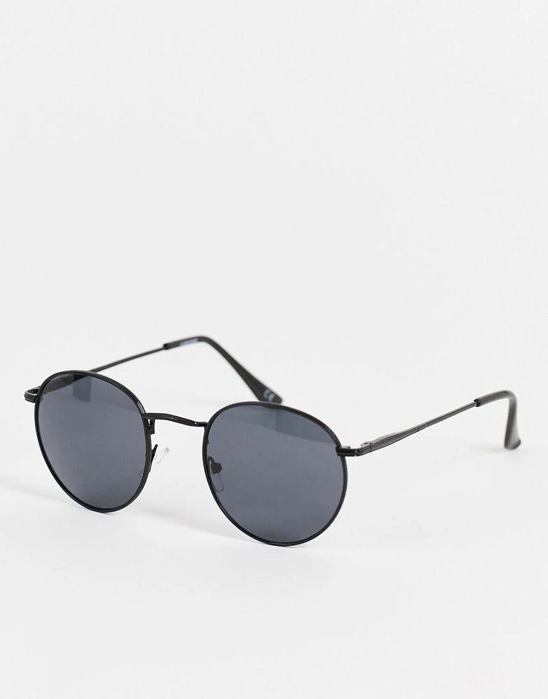 ASOS ASOS DESIGN round 90s sunglasses with smoke lens and metal in black 1