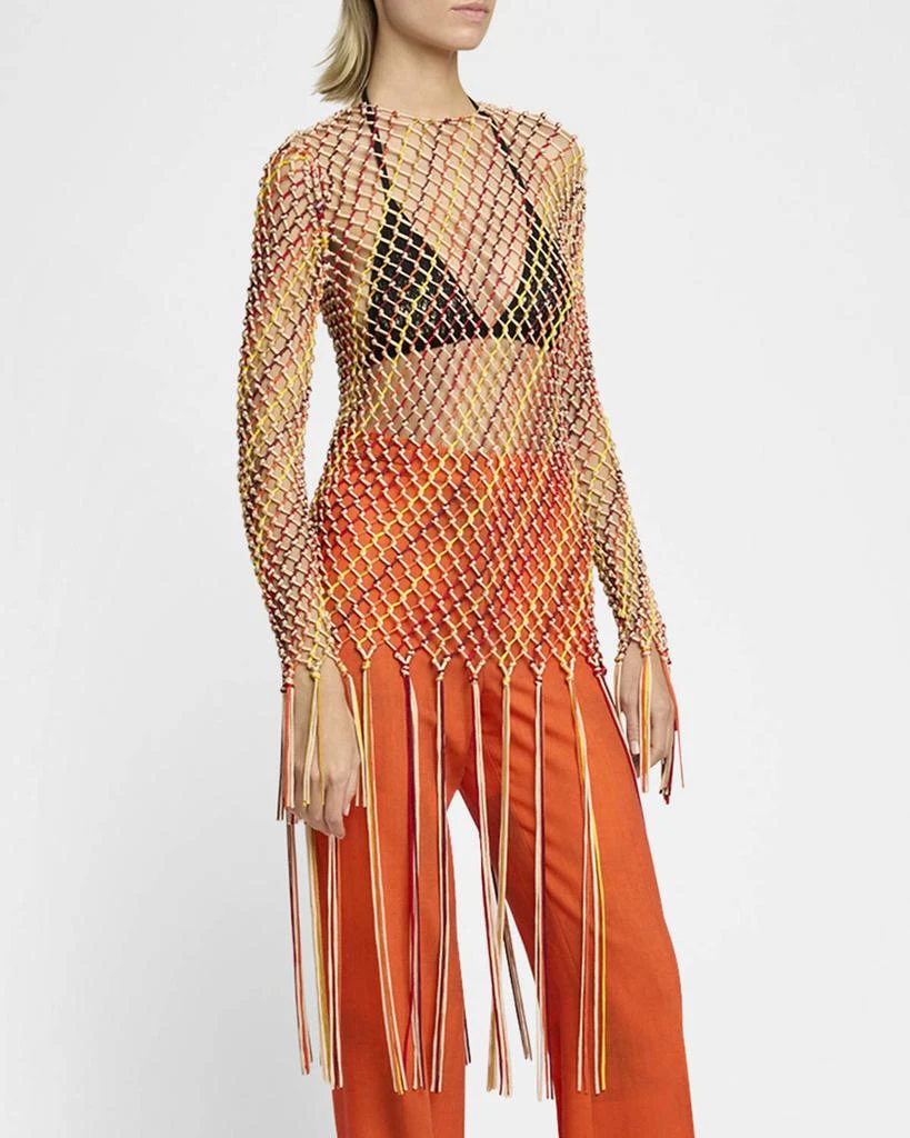 Gabriela Hearst Macaria Beaded Net Knit Fringe Top 4