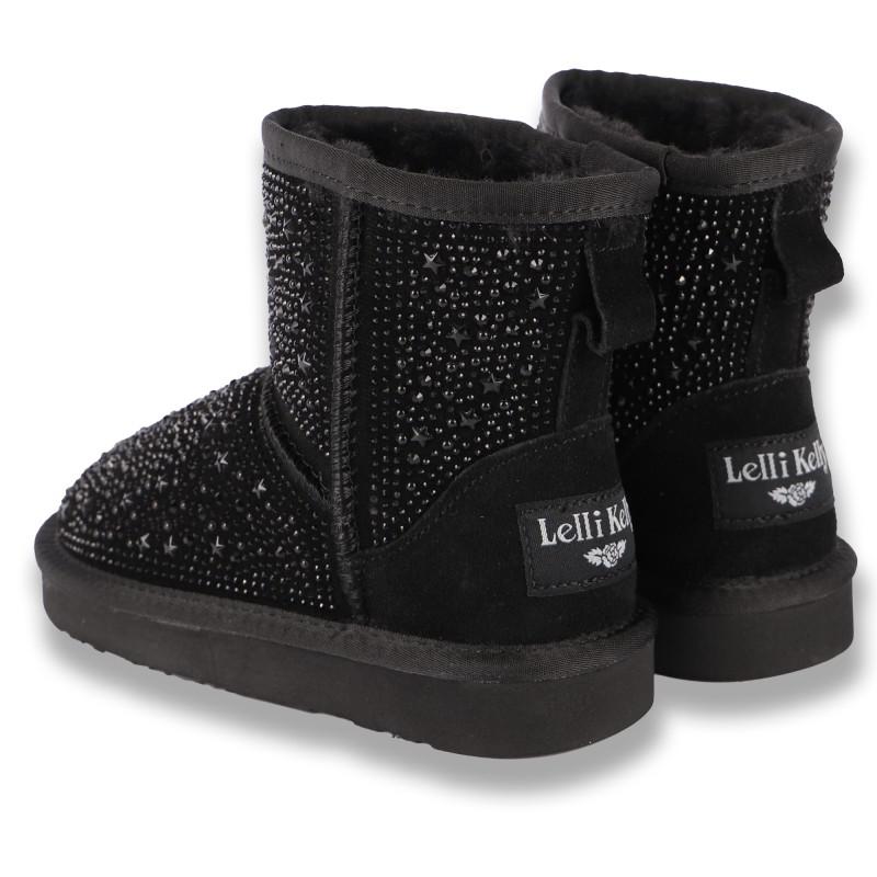 Lelli Kelly Rhinestones girls black suede boots