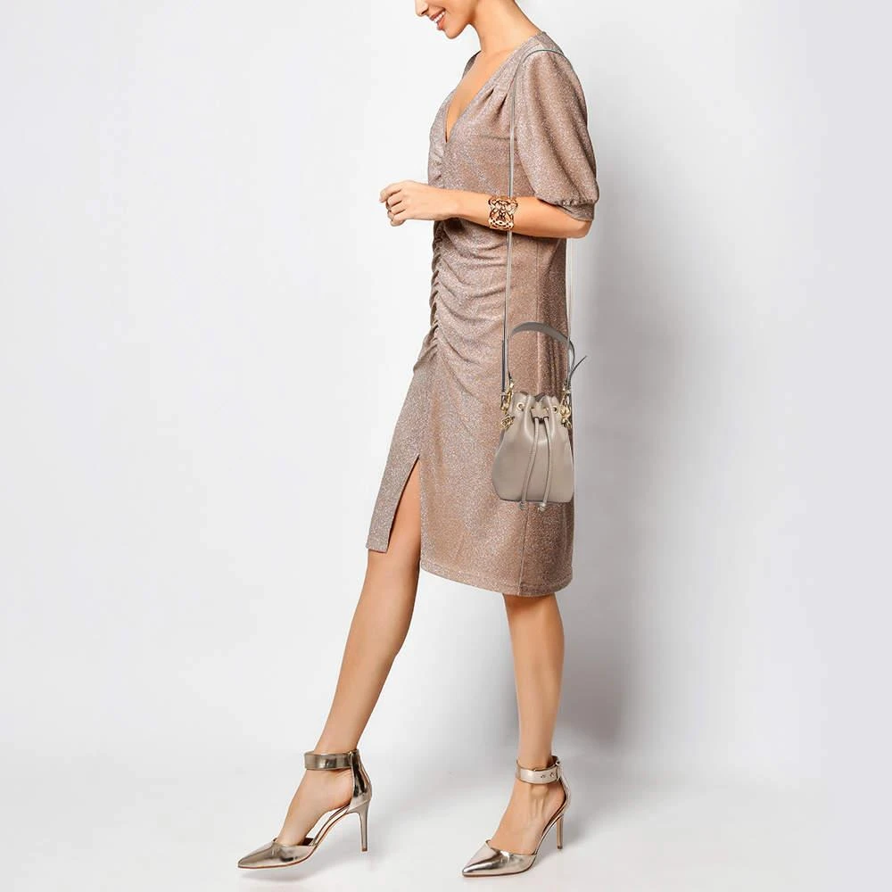 Fendi Fendi Grey Leather Mini Mon Tresor Drawstring Bucket Bag 2