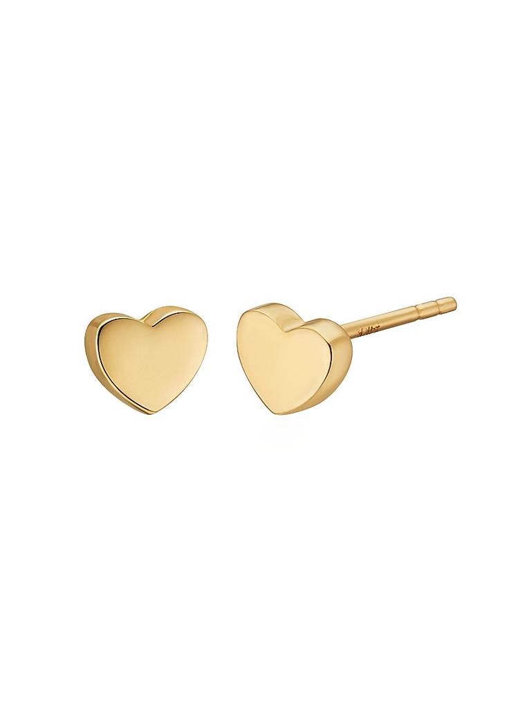 Oradina 14K Yellow Gold Sweet Heart Studs