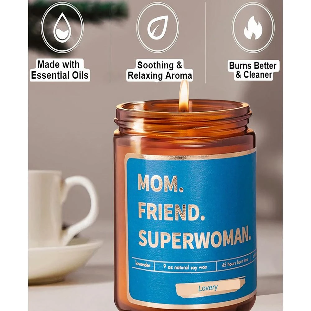 Lovery "Mom, Friend, Superwoman" Lavender-Scented Soy Wax Candle, 9 oz. 2