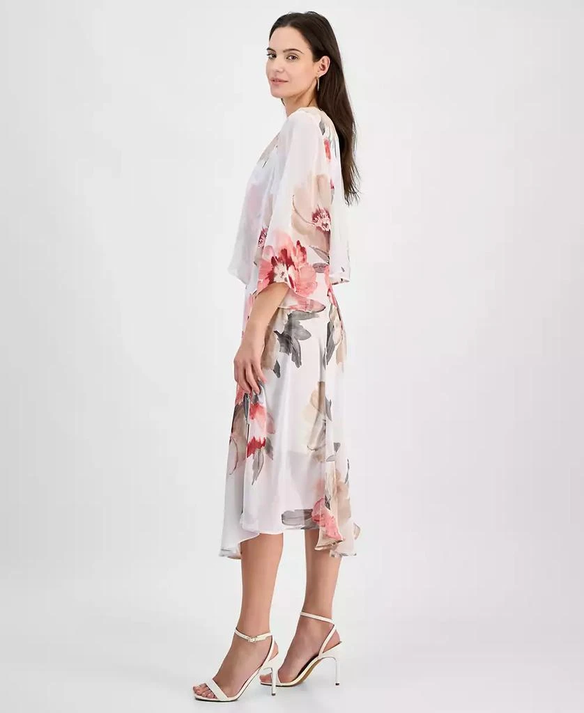 Robbie Bee Women's Floral Print Chiffon Midi Dress & Jacket Set 3