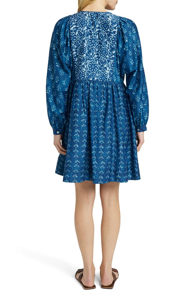 Faherty Solstice Mixed Print Long Sleeve Cotton & Silk Minidress