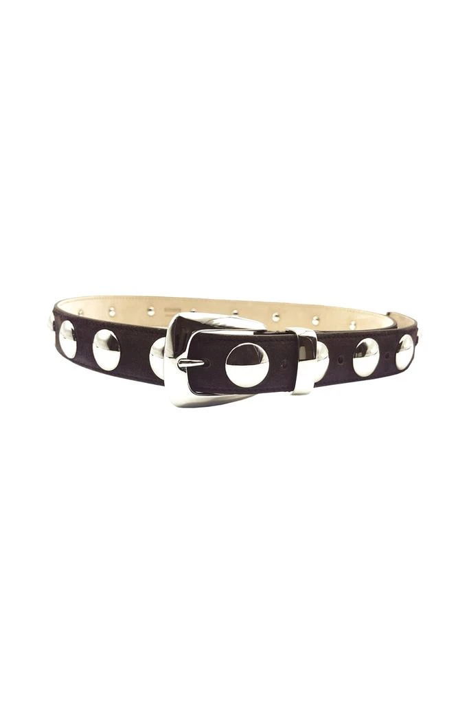 Khaite Benny Belt In Brown Suede Whit Silver Buckle 1