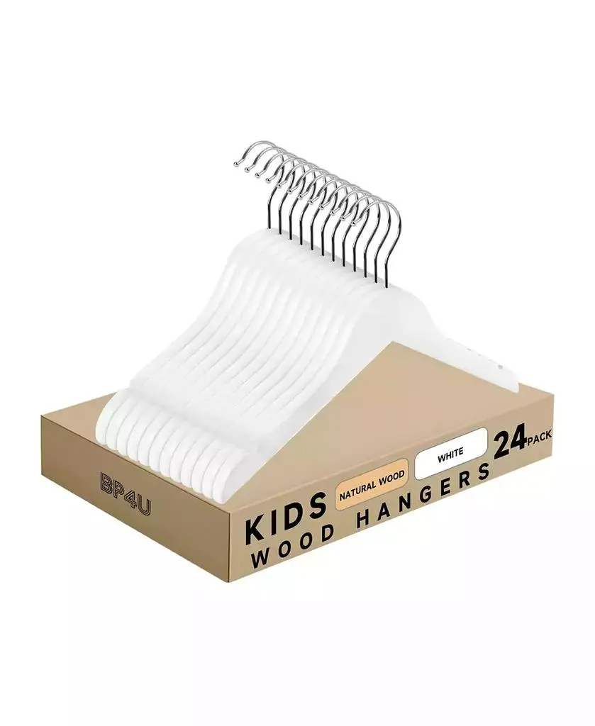 BP4U Kids Wooden Clothes Hangers, Baby Solid Wood Coat Shirt Top Hangers for Toddlers, Children, Youth's for Jackets, Dresses, Blouse, Overcoat