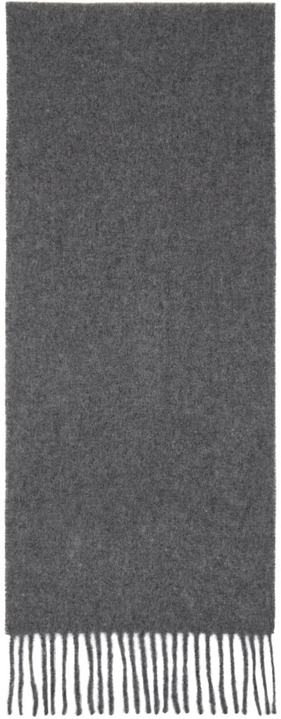 Acne Studios Gray Skinny Fringe Wool Scarf 2