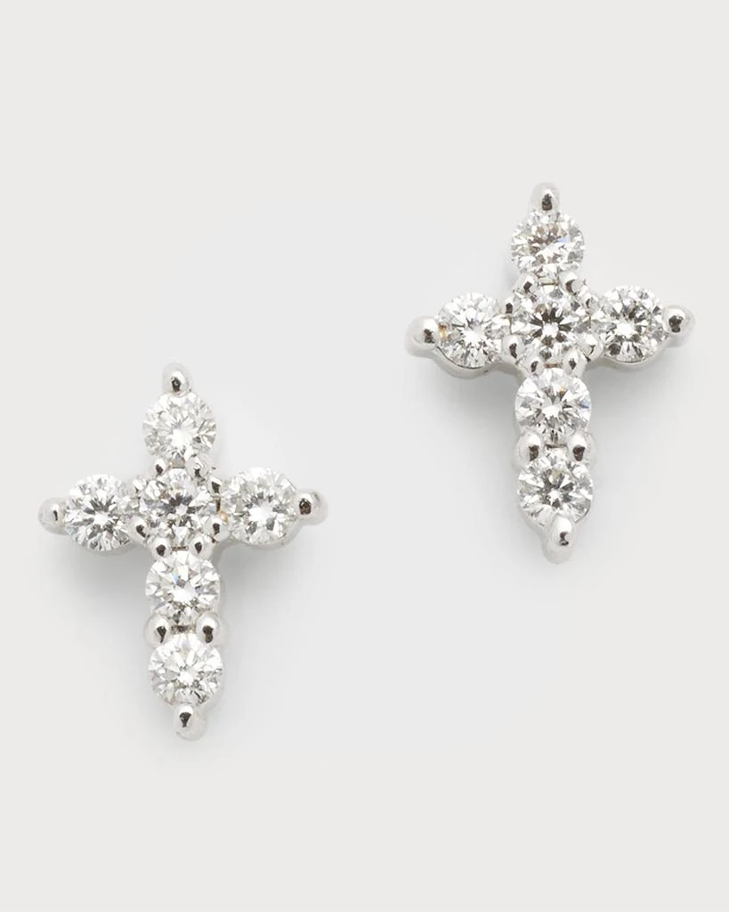 Roberto Coin Mini Diamond Cross Stud Earrings 1