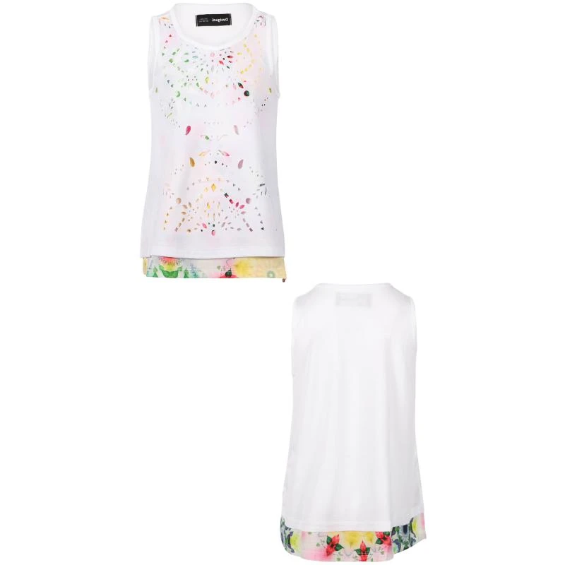 Desigual Perforated two in one design top in white 1