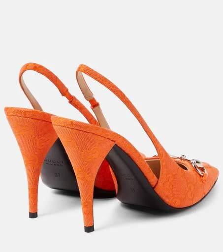 Gucci Horsebit GG canvas slingback pumps 3