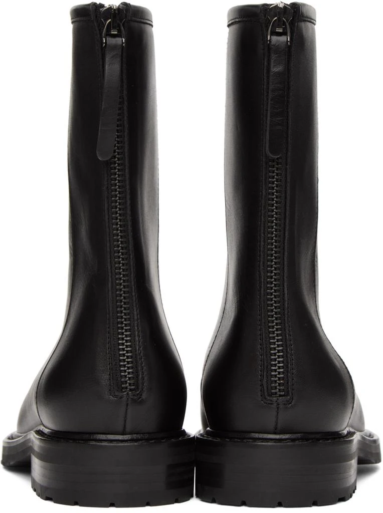 LEGRES Black Leather Combat Boots 2