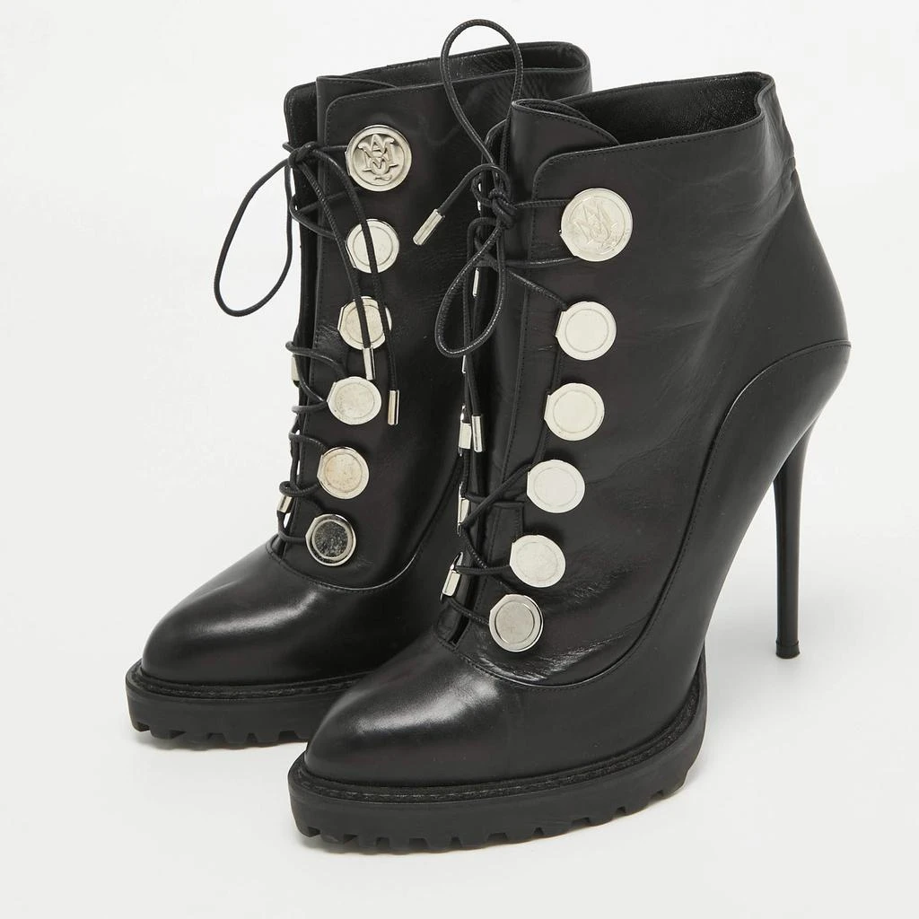 Alexander McQueen Alexander McQueen Black Leather Lace Up Platform Ankle Boots Size 40 2