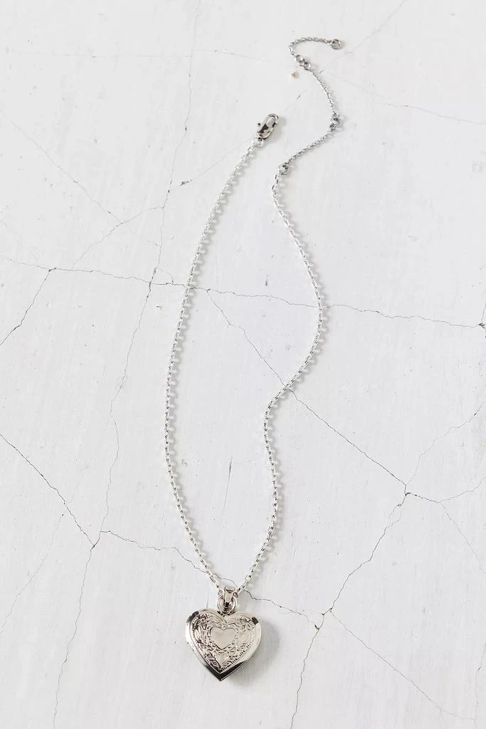 Urban Outfitters Metal Etched Heart Locket Necklace 2