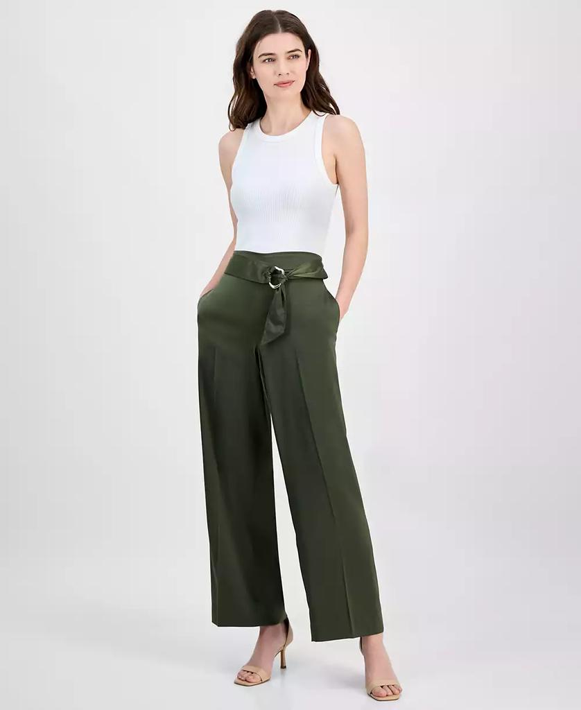 Anne Klein Petite Belted High Rise Pull-On Pants
