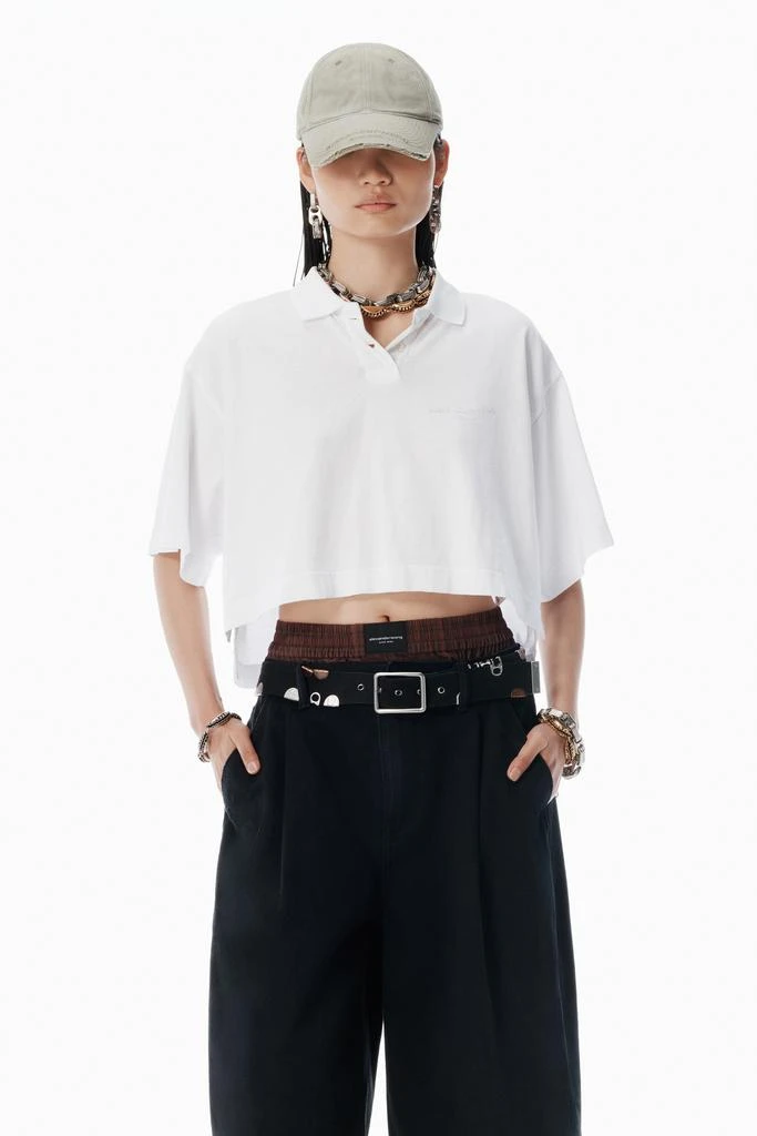 Alexander Wang White Logo Cropped Jersey Tee 1