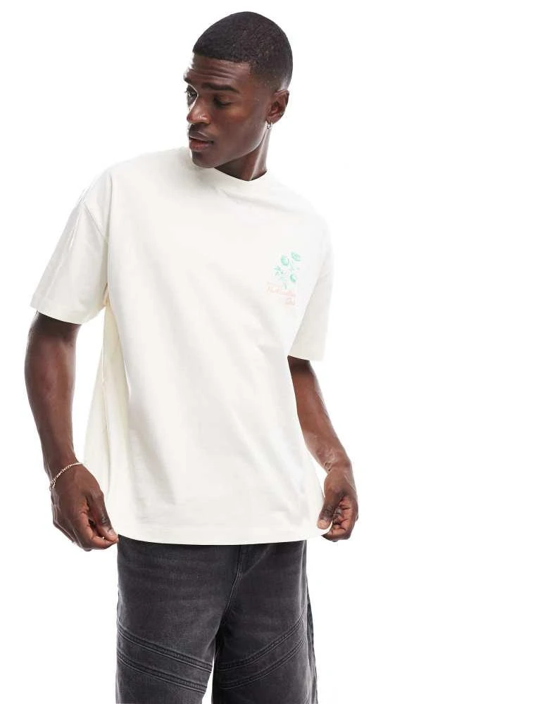 ASOS ASOS DESIGN oversized t-shirt with front and back floral print in off white 4