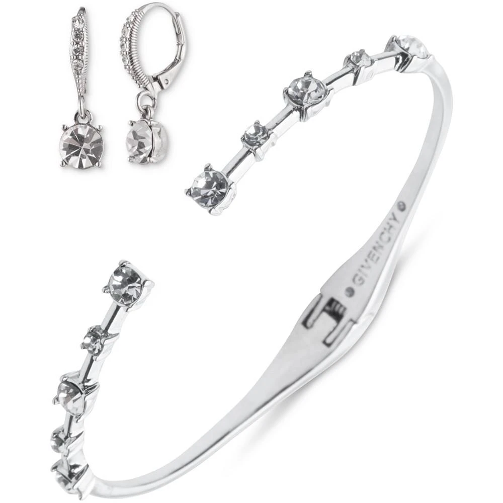 Givenchy Silver-Tone 2-Pc. Set Stone Station Bangle Bracelet & Matching Drop Earrings 1
