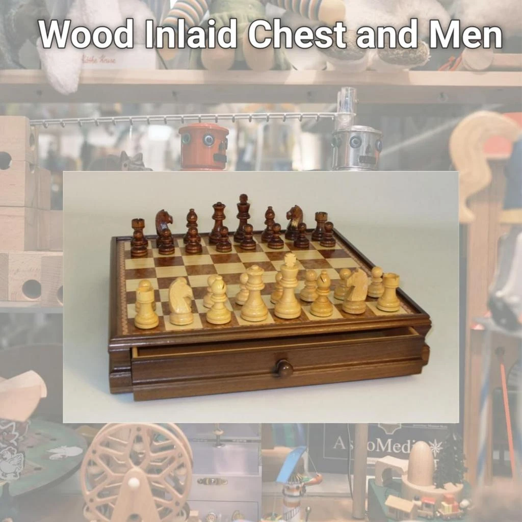 WW Chess Wood Inlaid Chest and Men 2