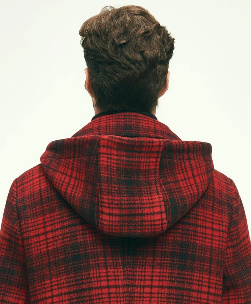 Brooks Brothers Wool Hooded Buffalo Check Pea Coat 8