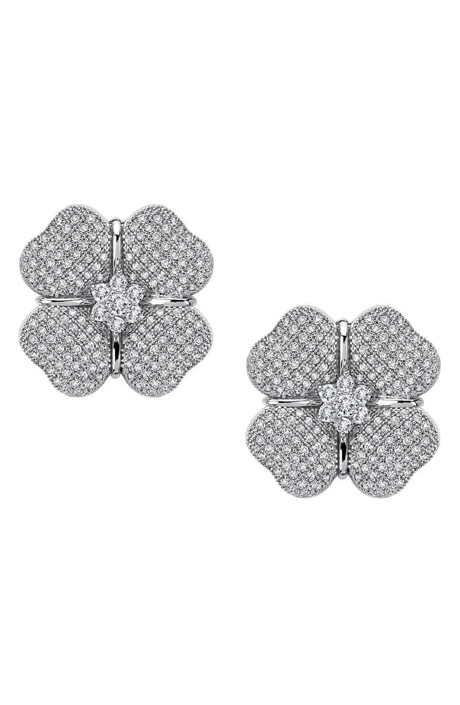 Lafonn Sterling silver Simulated Diamond Flower Studs 1
