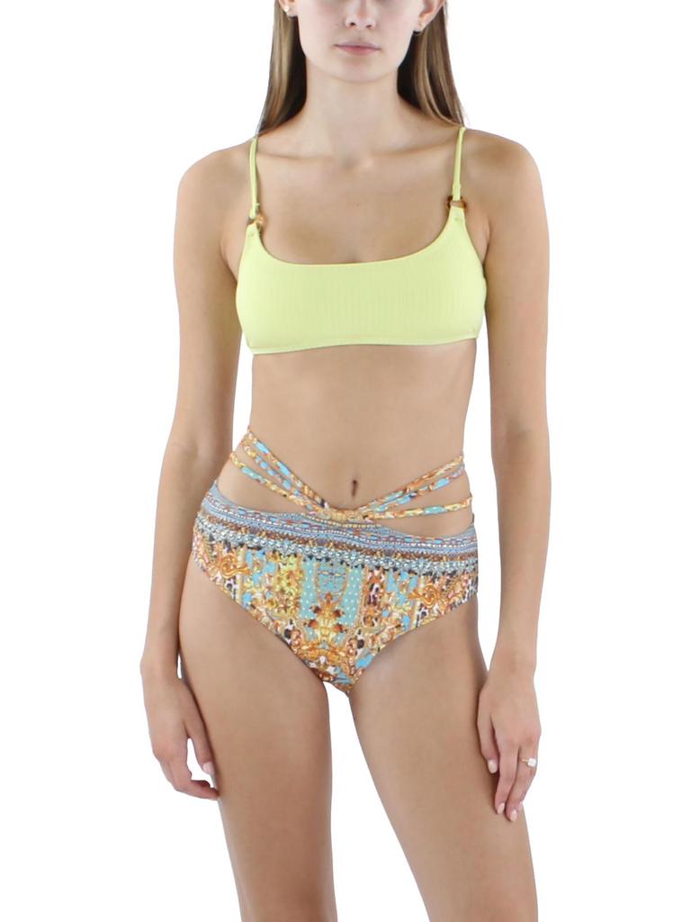 Cotton On Womens Ribbed Embellished Bikini Swim top